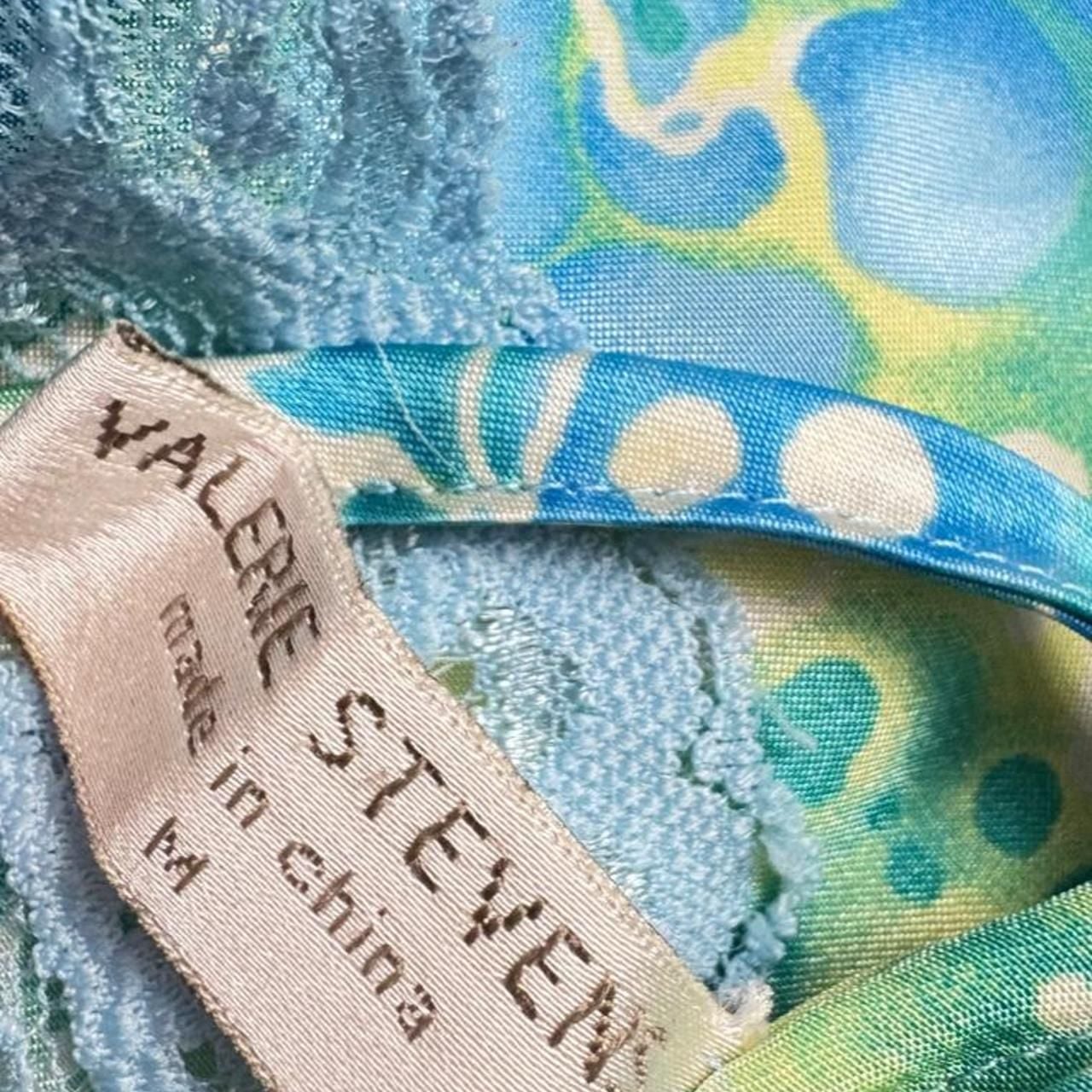 Valerie Stevens Cami Top Size M Blue Green Pattern Lace Button Up 7
