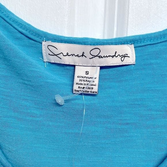 French Laundry Blue Ruffle Flutter Sleeve Top Size S NWT 5