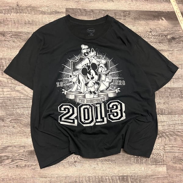 Disney Mickey Mouse Graphic T-Shirt 3X Black 2013 Crew