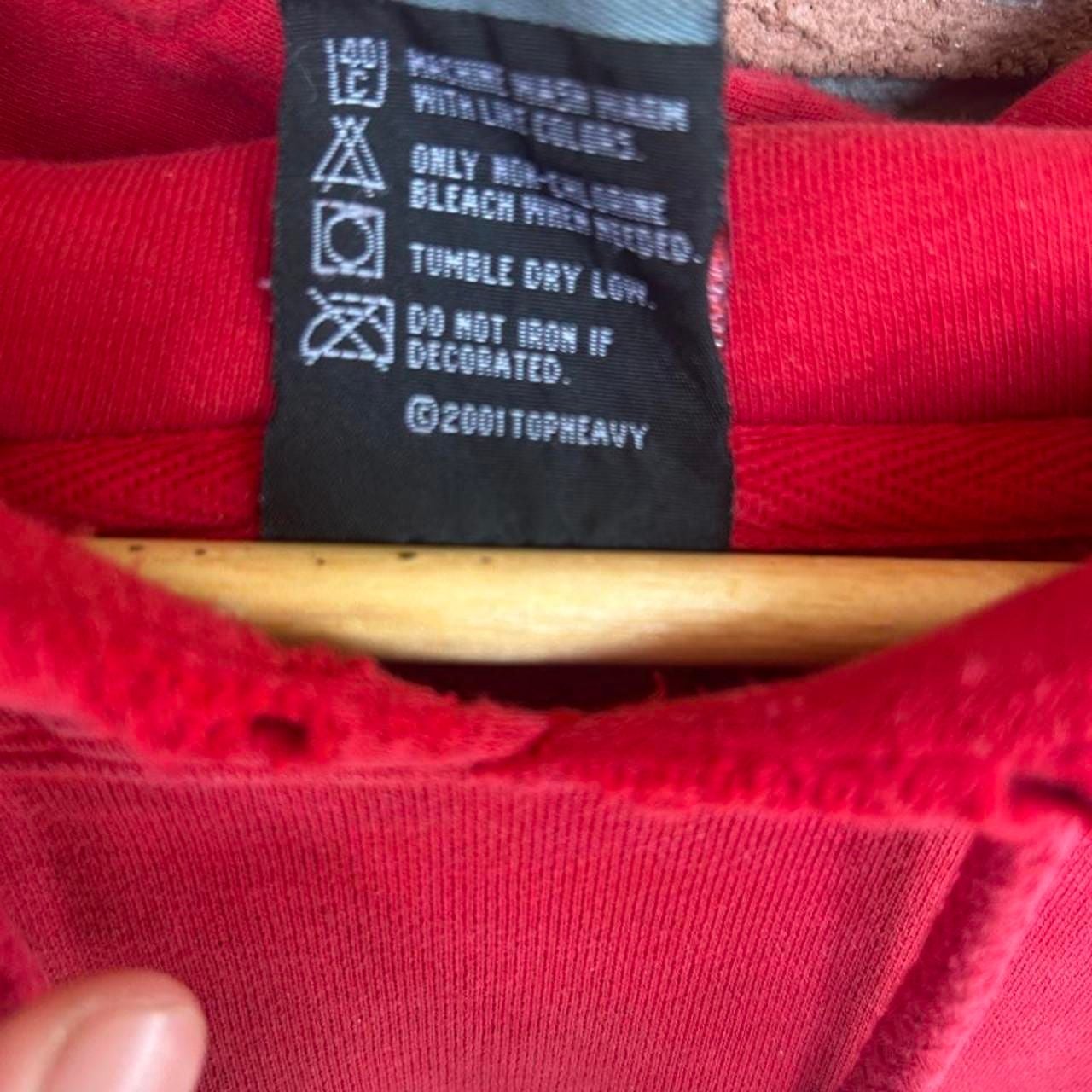 Top Heavy USA Flag Graphic Hoodie Size XL Red 2001 Vintage 5