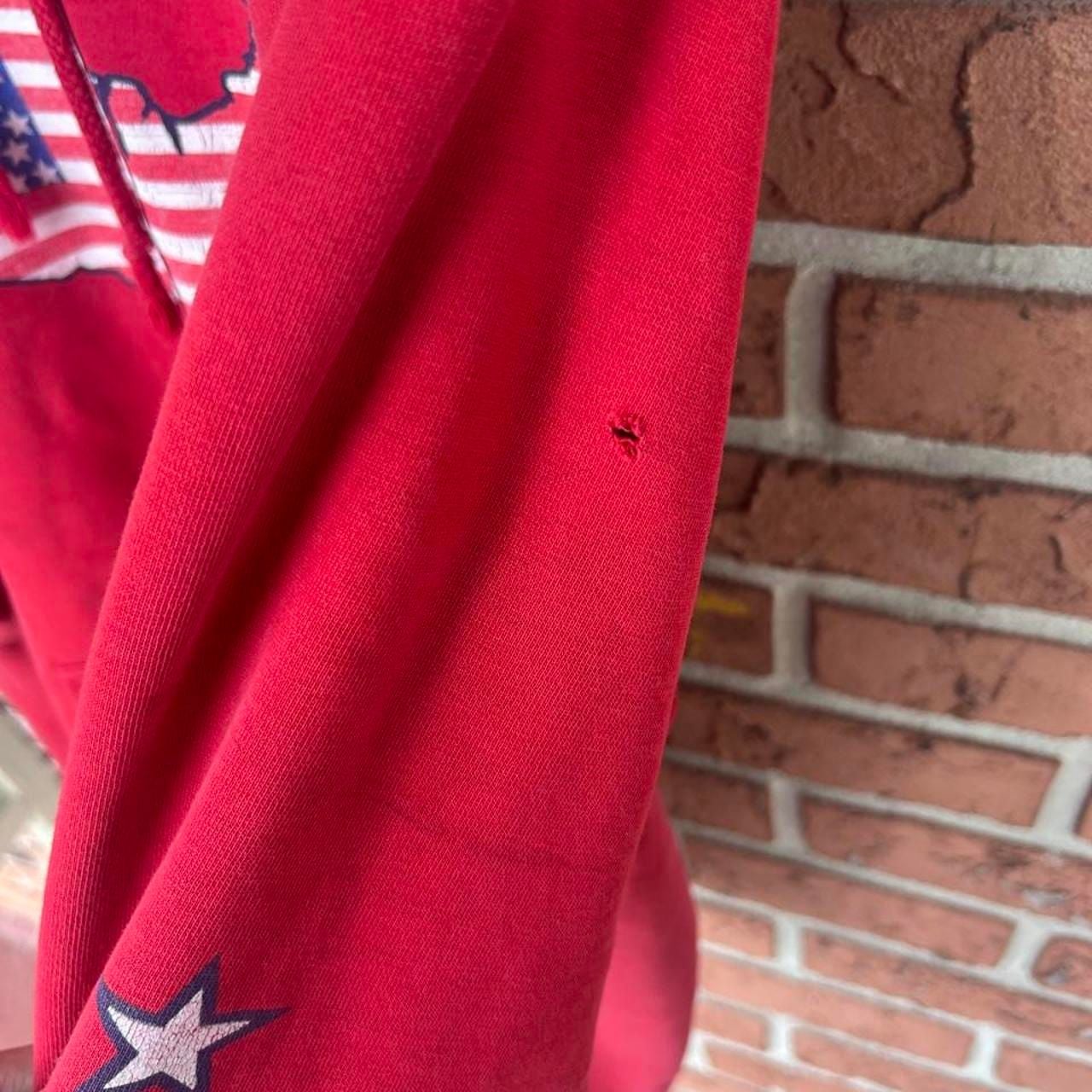 Top Heavy USA Flag Graphic Hoodie Size XL Red 2001 Vintage 8