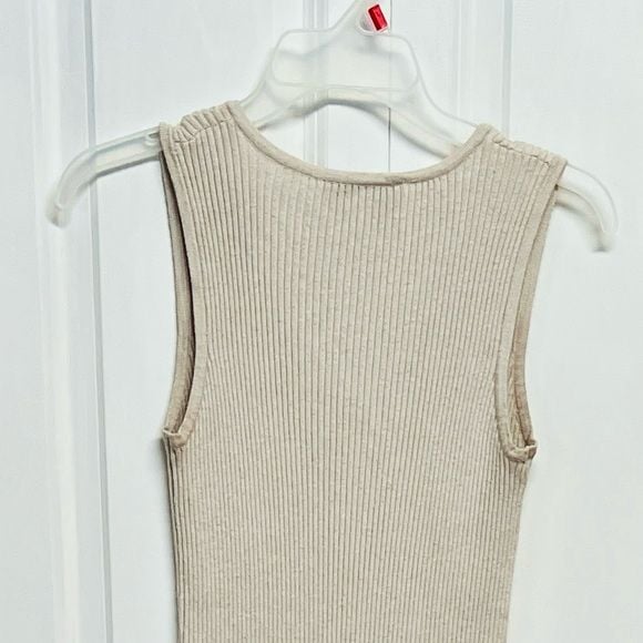 Magaschoni Cream Sleeveless Knit Body con Midi Dress Size M 7