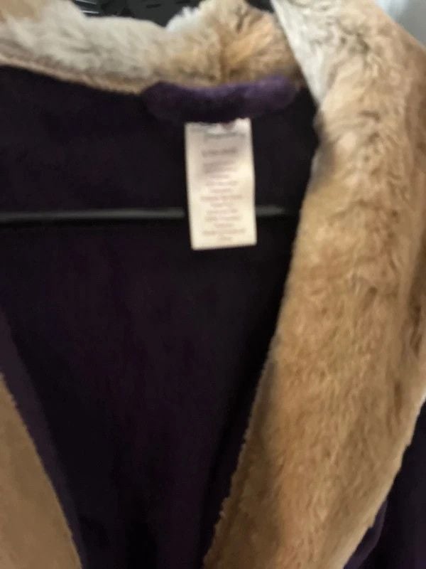Women’s nwt small purple brown faux fur fleece robe secret treasure 5
