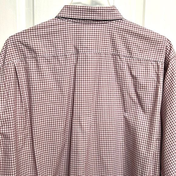 Joseph Abboud Red White Checker Print Pocket Long Sleeve Dress Shirt Size 18 6