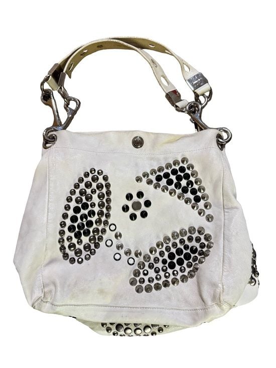 Jimmy Choo White Leather Studded Shoulder Bag 2