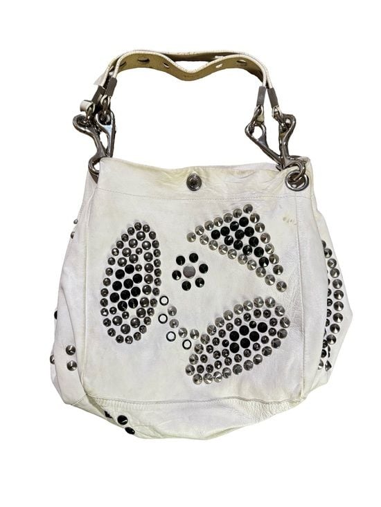 Jimmy Choo White Leather Studded Shoulder Bag 3