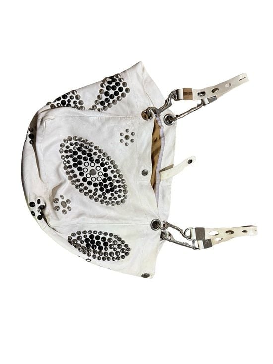 Jimmy Choo White Leather Studded Shoulder Bag 4