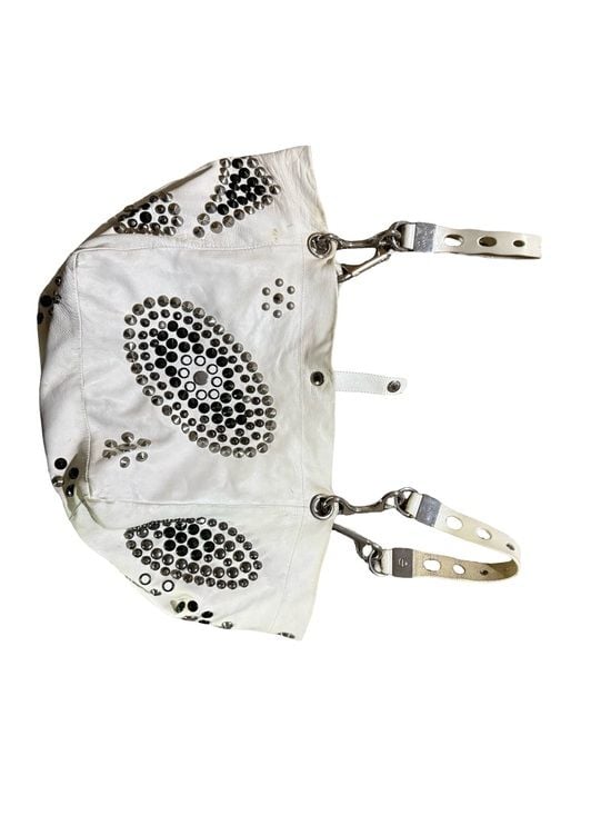 Jimmy Choo White Leather Studded Shoulder Bag 5