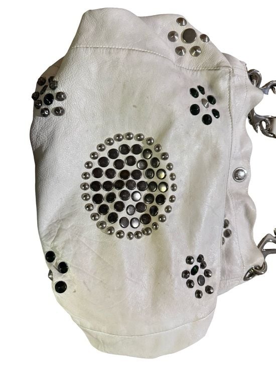 Jimmy Choo White Leather Studded Shoulder Bag 6
