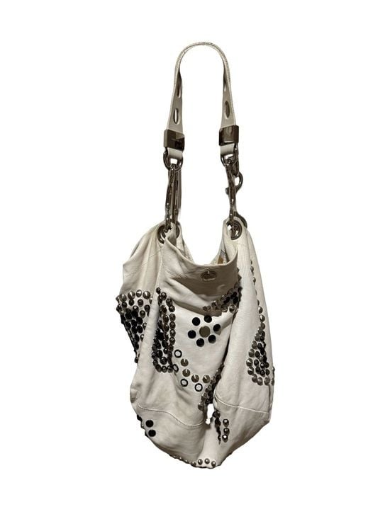 Jimmy Choo White Leather Studded Shoulder Bag 8