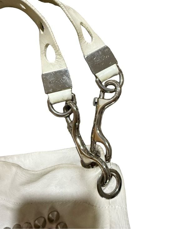 Jimmy Choo White Leather Studded Shoulder Bag 9