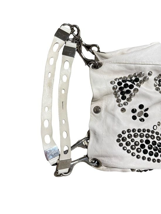 Jimmy Choo White Leather Studded Shoulder Bag 11