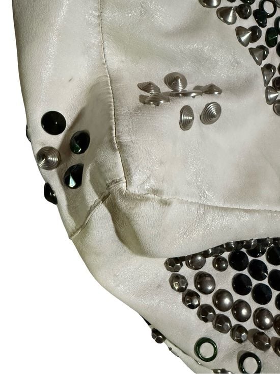 Jimmy Choo White Leather Studded Shoulder Bag 12