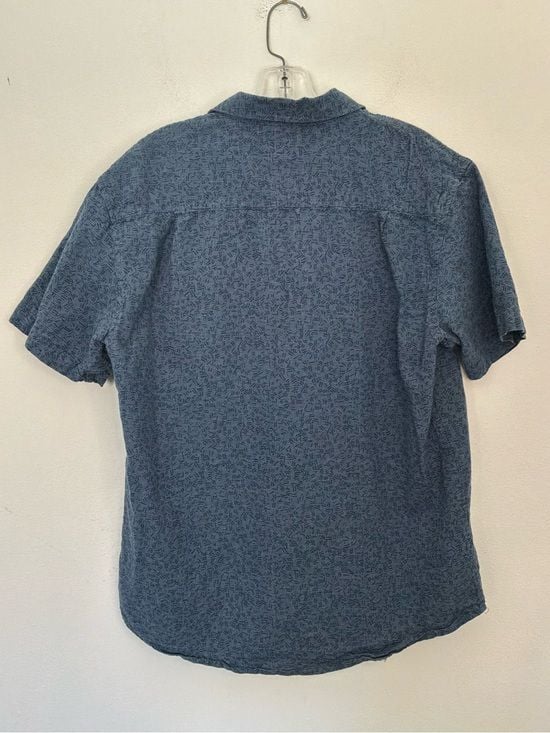 Hang Ten Men’s Blue Linen Cotton Short Sleeve Button-Up Shirt Size Medium 3