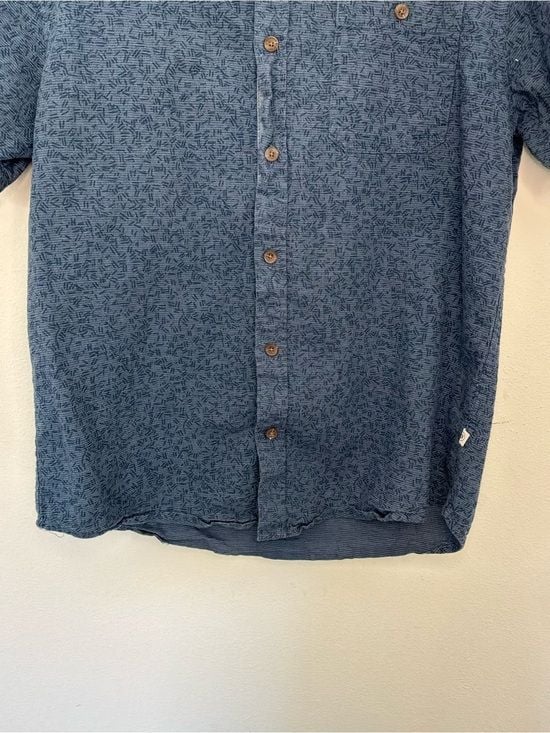 Hang Ten Men’s Blue Linen Cotton Short Sleeve Button-Up Shirt Size Medium 5