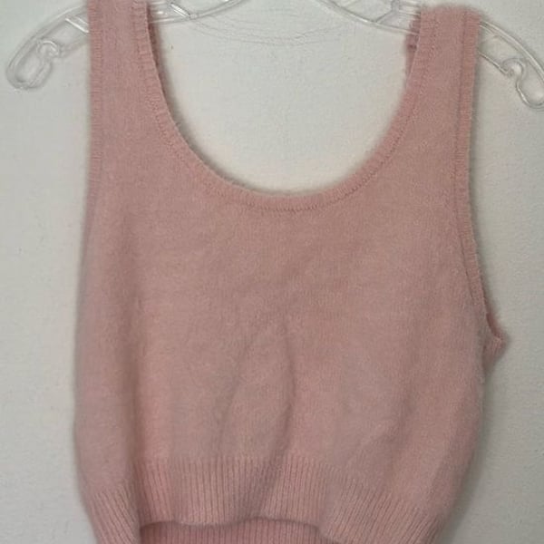 Hazel Moon Pink Fuzzy Knit Sweater Tank Top Size XS