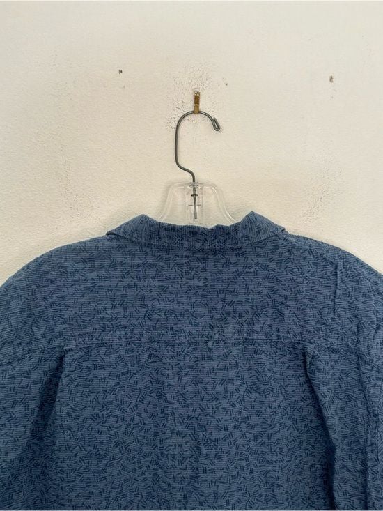 Hang Ten Men’s Blue Linen Cotton Short Sleeve Button-Up Shirt Size Medium 9