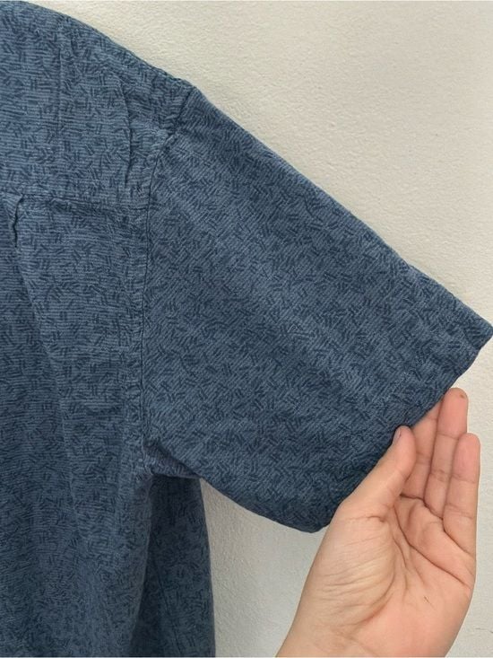 Hang Ten Men’s Blue Linen Cotton Short Sleeve Button-Up Shirt Size Medium 10
