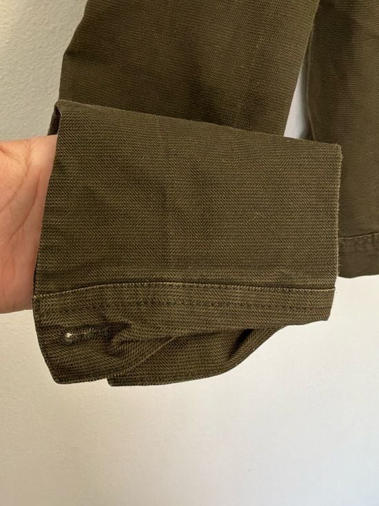 Triumph Over Tragedy Women’s Olive Green Utility Trucker Jacket Size Small 6