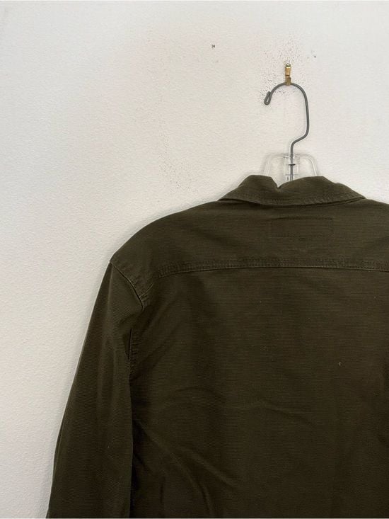 Triumph Over Tragedy Women’s Olive Green Utility Trucker Jacket Size Small 9