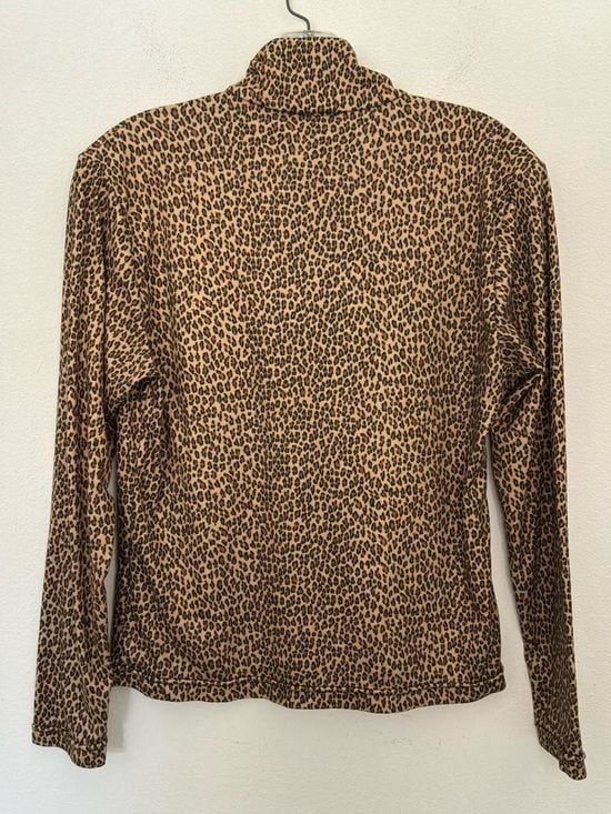 NILS Sportswear Women’s Leopard Print Quarter Zip Pullover Top Size Medium 3