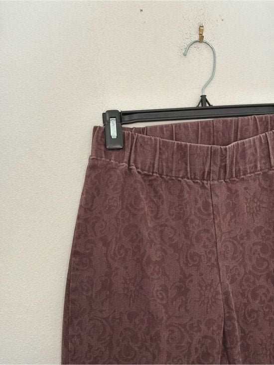 Soft Surroundings Brown Floral Jacquard Pull-On Pants Size Small 8