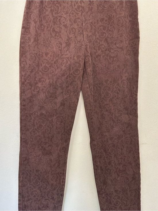 Soft Surroundings Brown Floral Jacquard Pull-On Pants Size Small 9