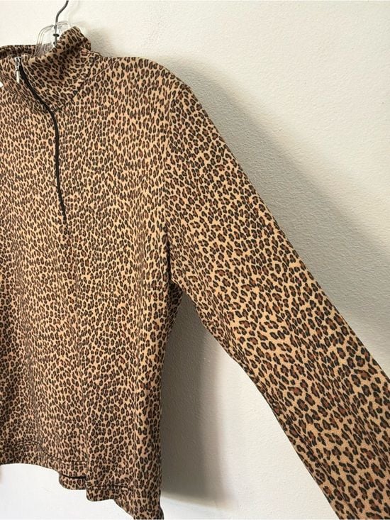NILS Sportswear Women’s Leopard Print Quarter Zip Pullover Top Size Medium 9