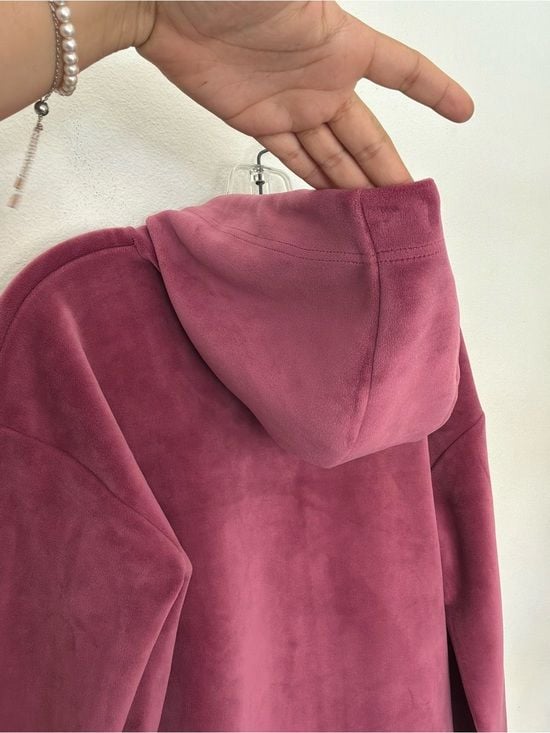 Forever 21 Women’s Mauve Pink Velour Pullover Hoodie Size Small 11