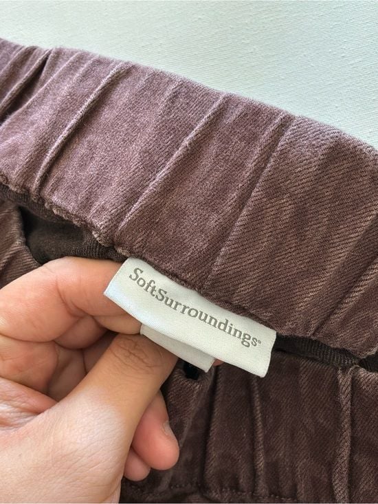 Soft Surroundings Brown Floral Jacquard Pull-On Pants Size Small 13