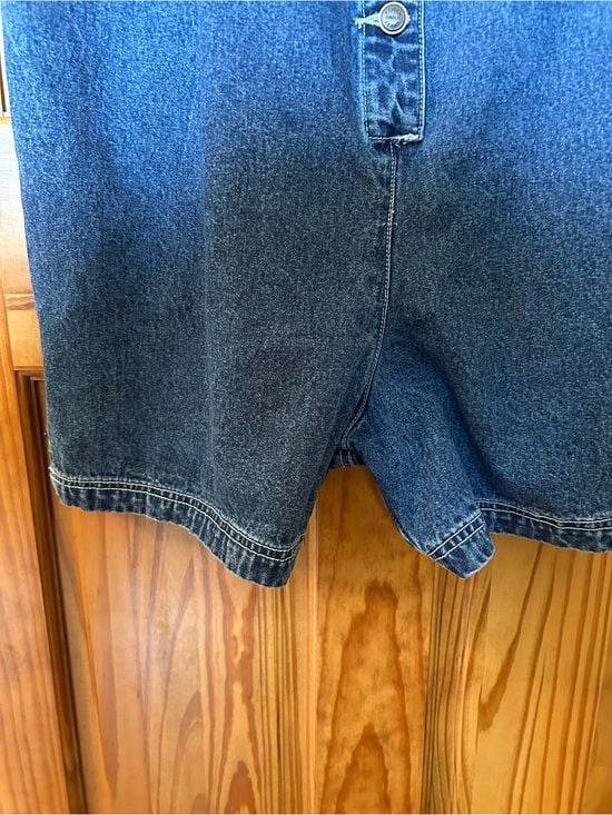 Vintage Revolt Blue Denim Sleeveless Romper with Plaid Collar 7
