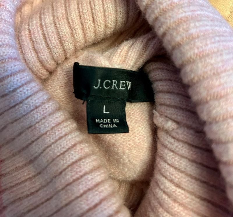 J. Crew Striped Turtleneck Sweater Pink Supersoft Yarn 5