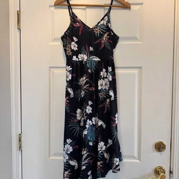 Tropical Theme Adjustable Strap Dress - S
