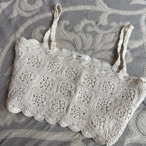 Brass Plum Knitted White Crop top - M