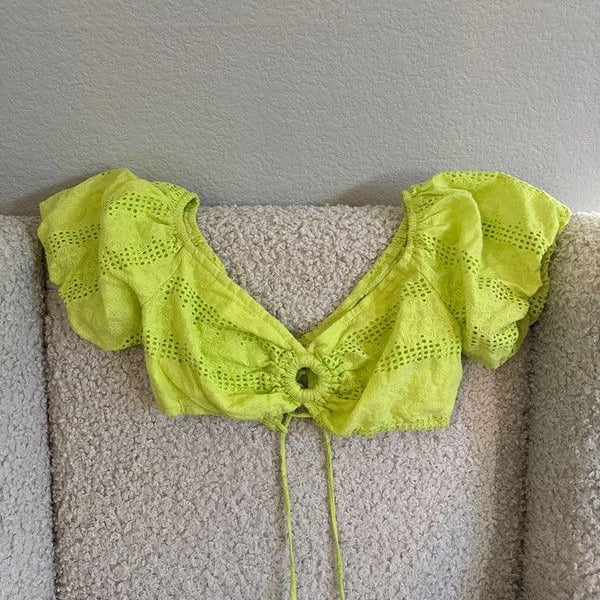 Festival Top| Lime Color| Corset lace crop top| Size Small
