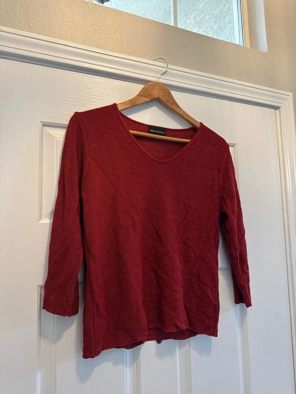 100% Rayon Red Knit Sweater - M 2