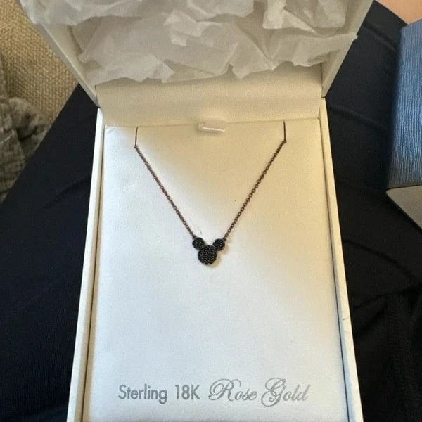Crislu Disney Mickey Mouse 18K Rose Gold necklace + Lifetime Warranty