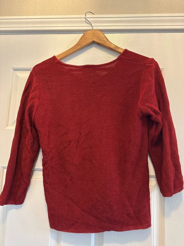 100% Rayon Red Knit Sweater - M 5