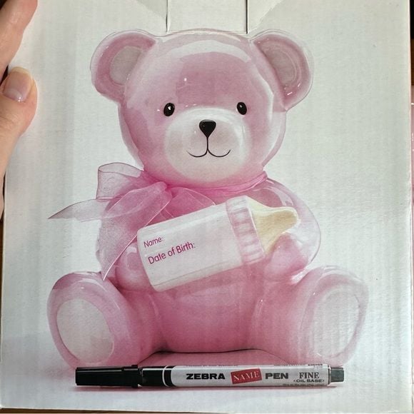 Burton + Burton Ceramic Teddy Bear Piggy Bank Girl Baby Shower 2