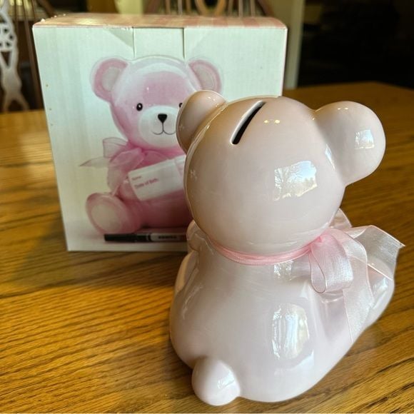 Burton + Burton Ceramic Teddy Bear Piggy Bank Girl Baby Shower 3