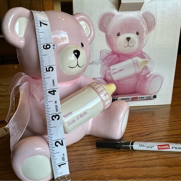 Burton + Burton Ceramic Teddy Bear Piggy Bank Girl Baby Shower 4
