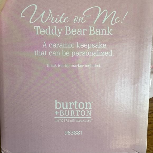 Burton + Burton Ceramic Teddy Bear Piggy Bank Girl Baby Shower 6
