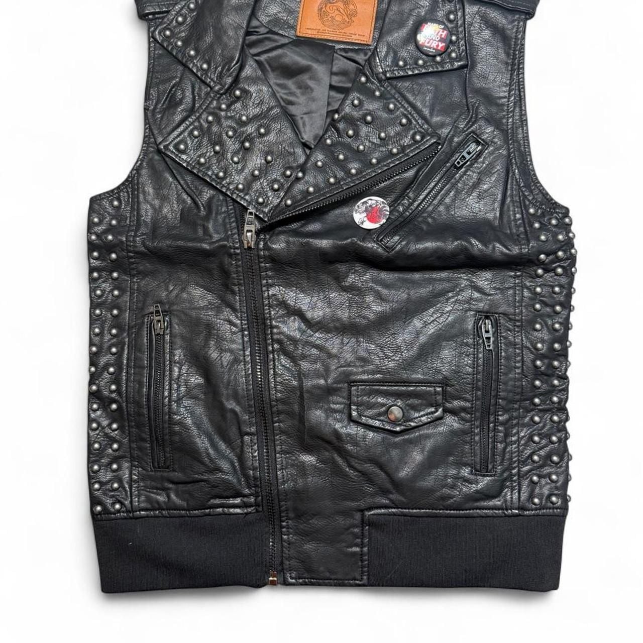 Iro-Ochi Yokohama Moto Vest Size S Black Leather Studded Punk 2
