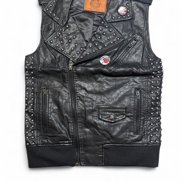Iro-Ochi Yokohama Moto Vest Size S Black Leather Studded Punk