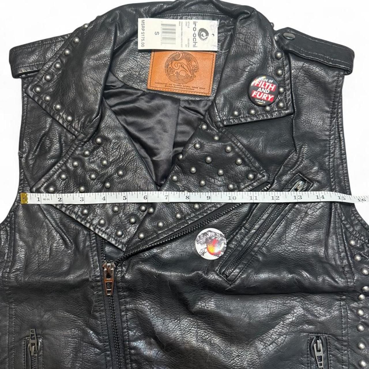 Iro-Ochi Yokohama Moto Vest Size S Black Leather Studded Punk 6
