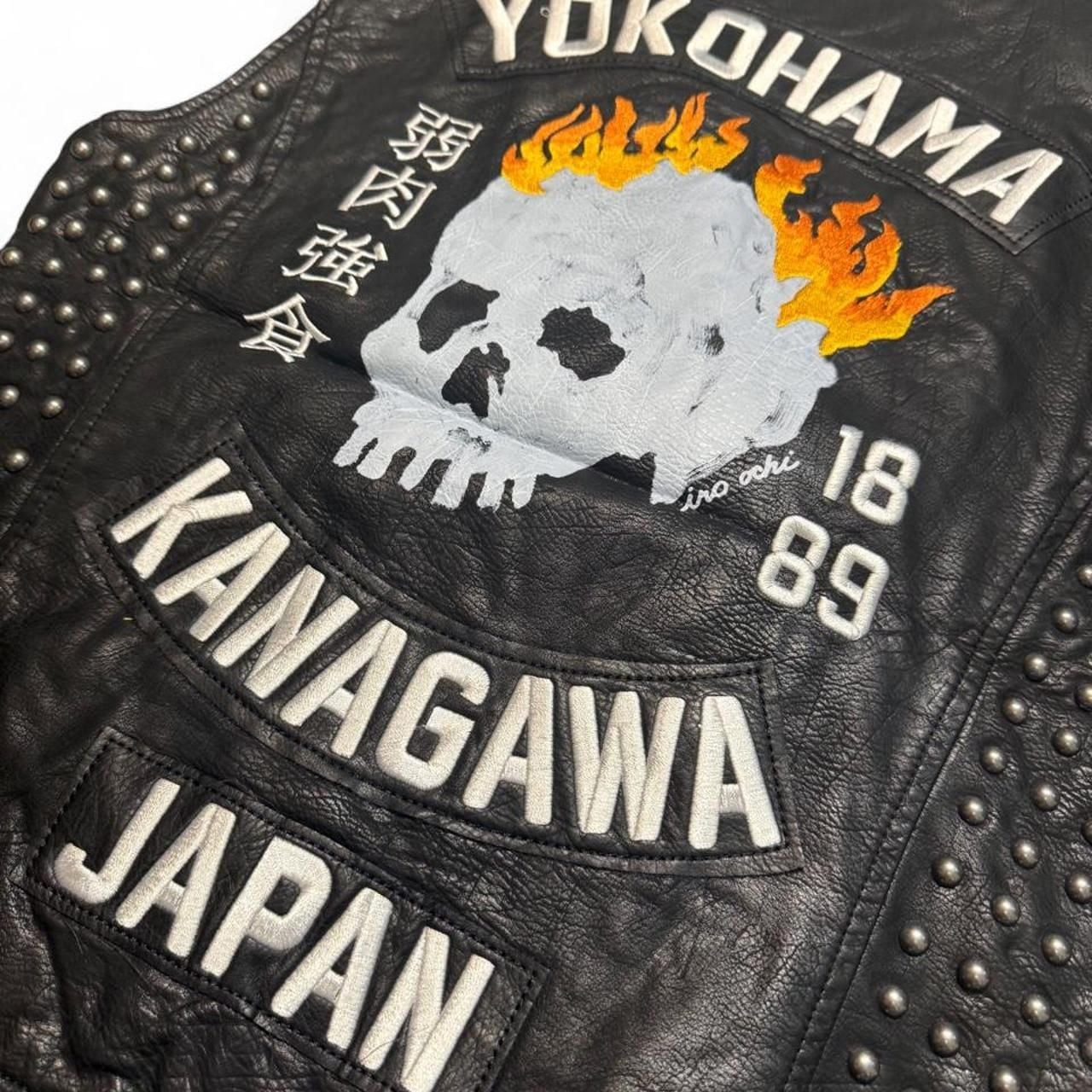 Iro-Ochi Yokohama Moto Vest Size S Black Leather Studded Punk 8