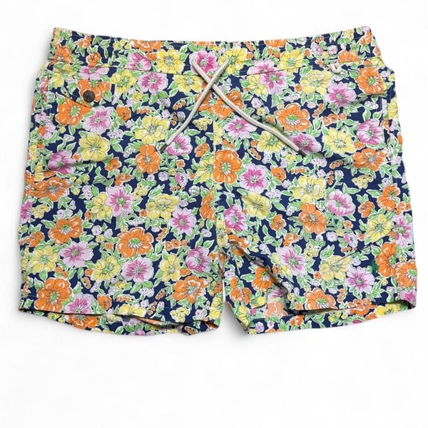 Polo Ralph Lauren Floral Swim Shorts Size M Navy Blue Tropical Trunks