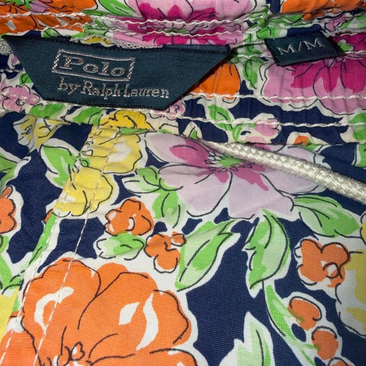 Polo Ralph Lauren Floral Swim Shorts Size M Navy Blue Tropical Trunks 3