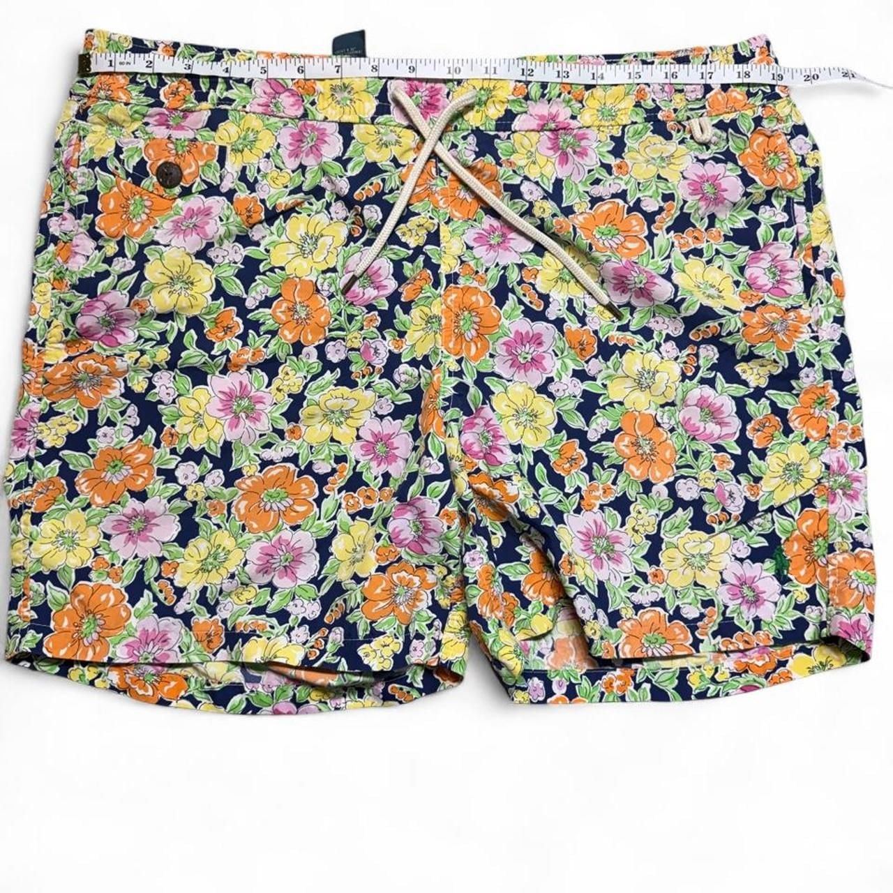Polo Ralph Lauren Floral Swim Shorts Size M Navy Blue Tropical Trunks 4