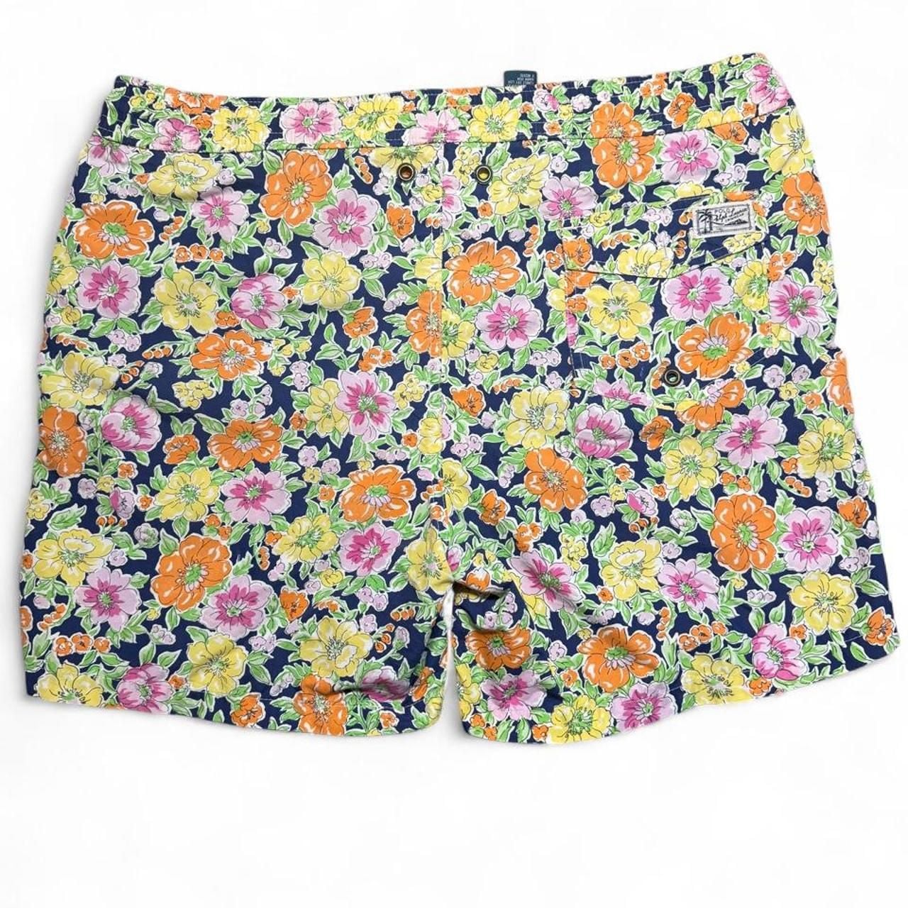 Polo Ralph Lauren Floral Swim Shorts Size M Navy Blue Tropical Trunks 6